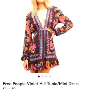 Free People Floral Mini Dress - Black and Pink